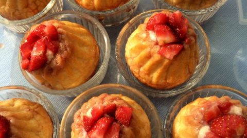 Mini berry babas served in ramekins