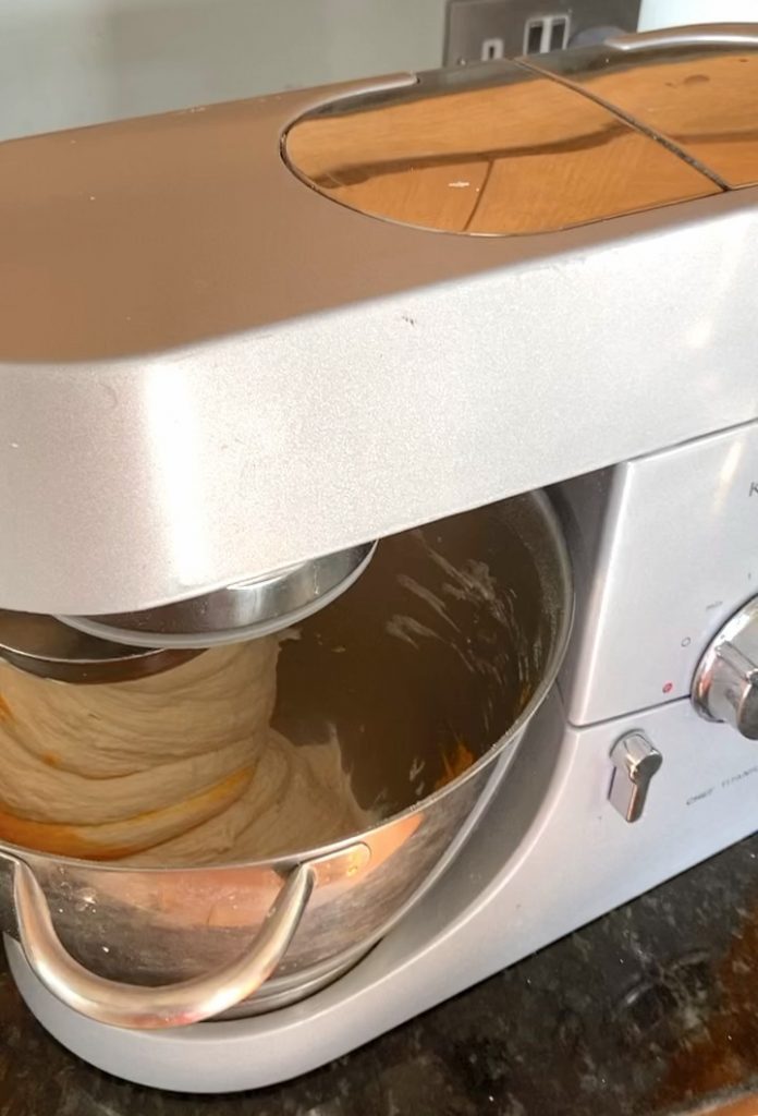 Kneading dough in mixer